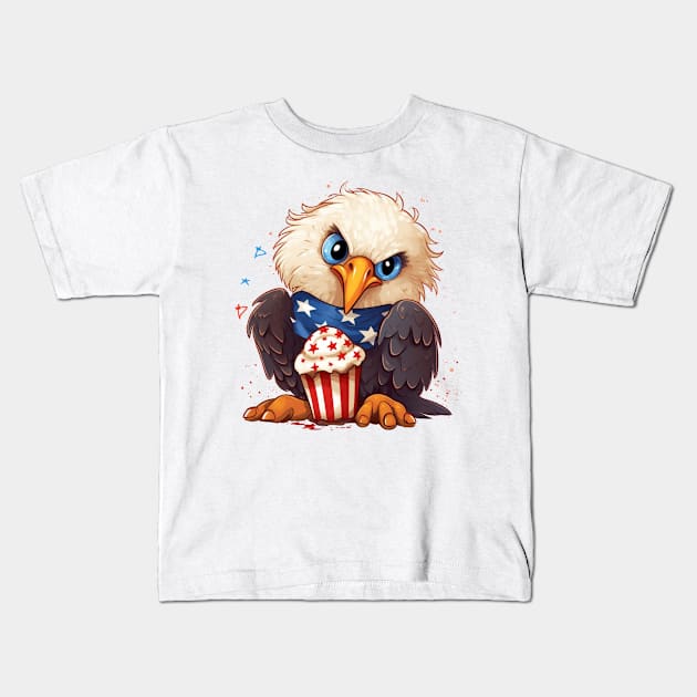 4th of July Baby Bald Eagle #2 Kids T-Shirt by Chromatic Fusion Studio